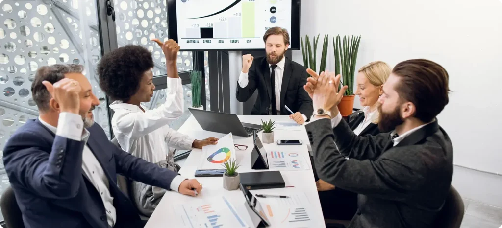 Business professionals seated at a table