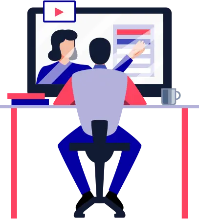 A person sitting at a desk,