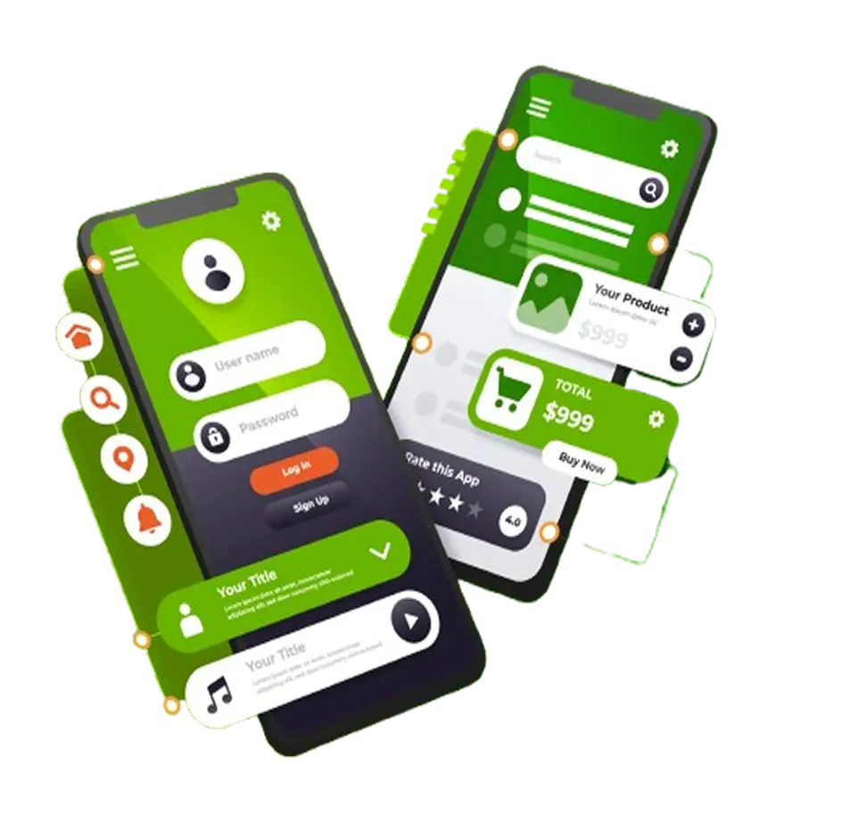 Conceptual design of a mobile app featuring sleek layout,