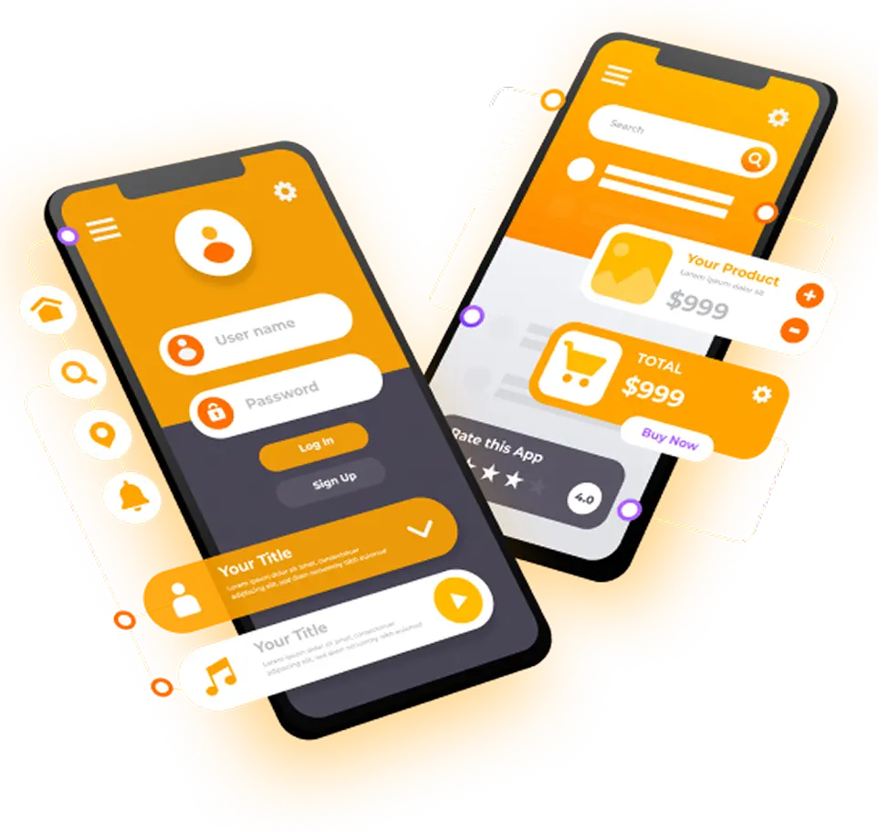 Two smartphones featuring the same application