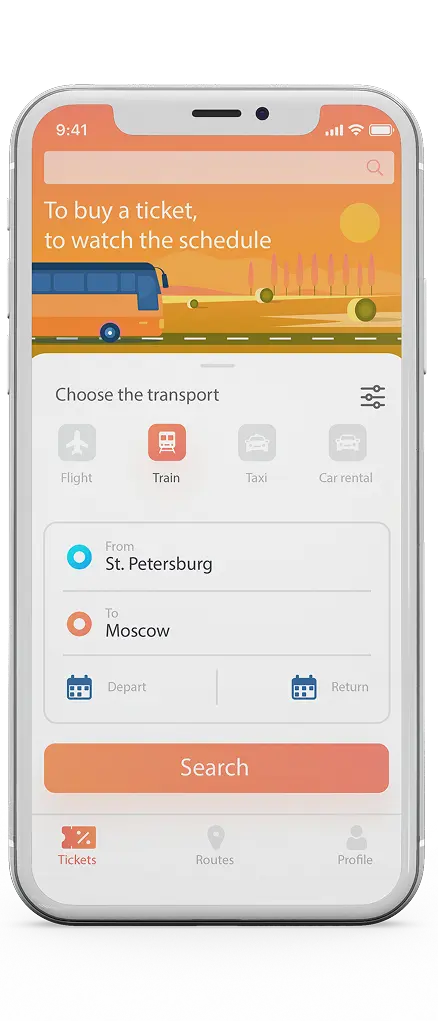 Mobile app interface displaying bus ticket