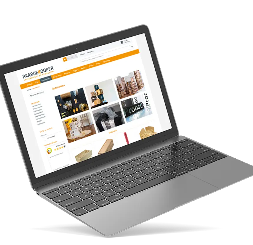 A laptop displaying a website on its screen,