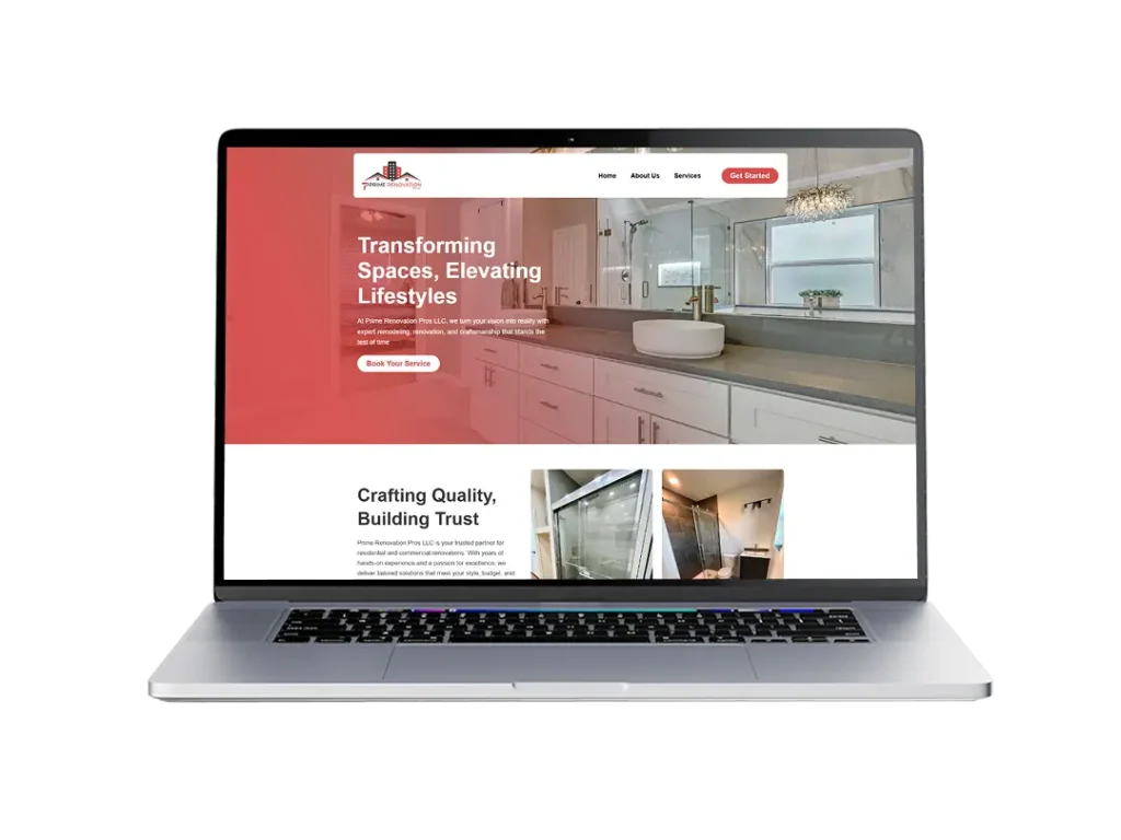 A laptop displaying the homepage