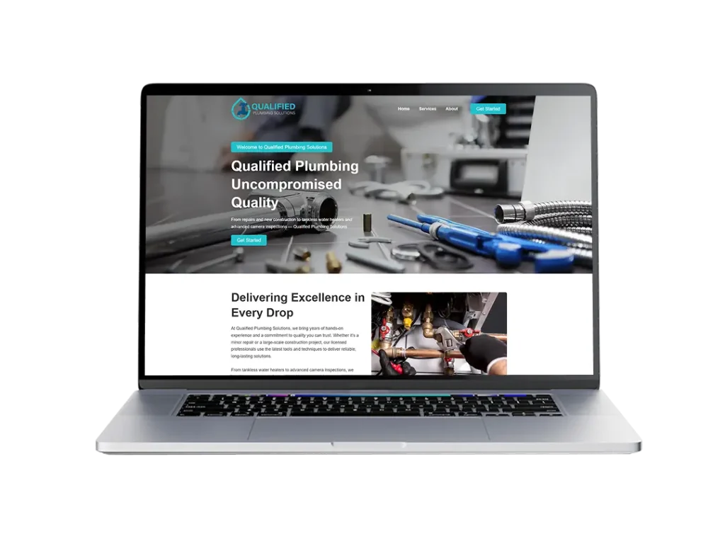 Visual representation of a plumbing company website design