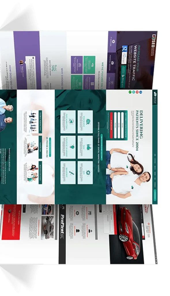 A large monitor featuring multiple websites