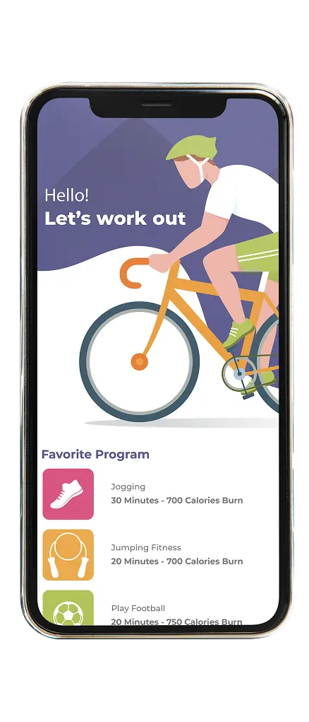 Visual of a mobile app for cycling,