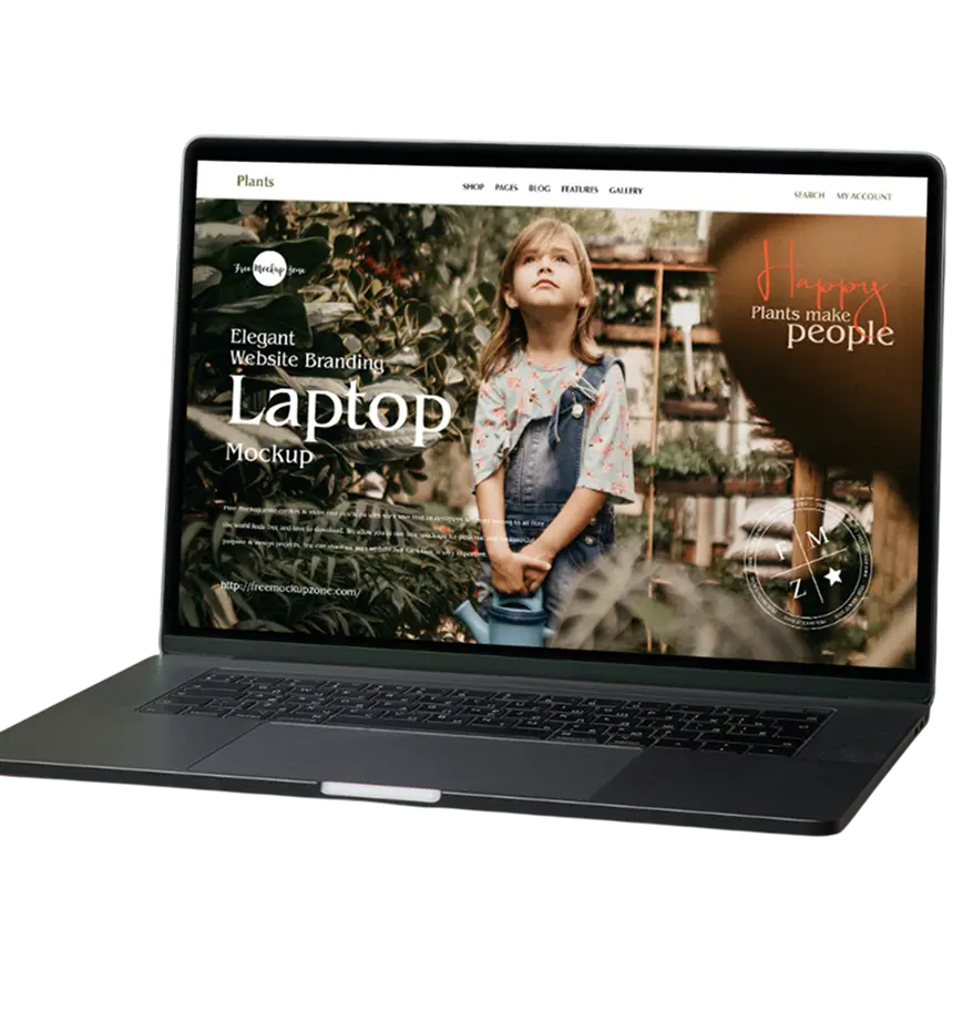 Laptop displaying a modern website design