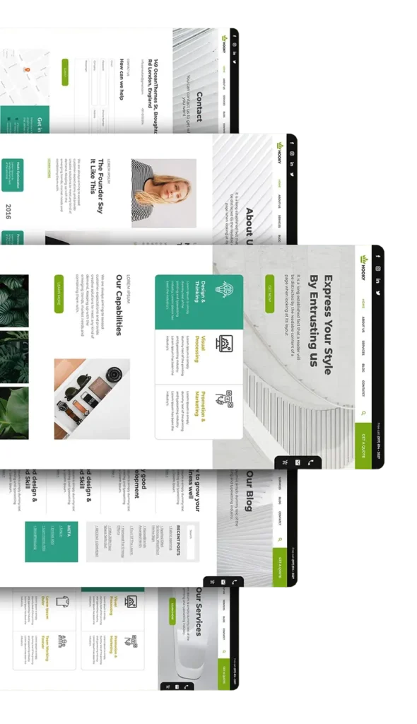 Company website design displaying a clean,