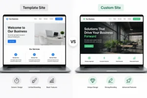 custom business website vs template comparison example