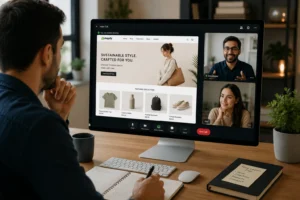 small business owner interviewing a Shopify development agency
