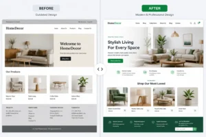 website redesign process before and after homepage comparison