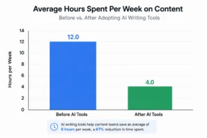 chart comparing weekly content creation time before and after AI adoption